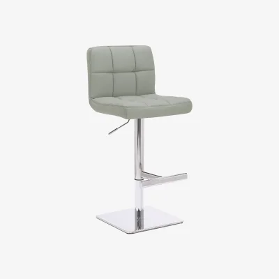 The Range Lamboro Allegro Signature Real Leather Adjustable Swivel Bar Stool - Chrome Square Base - Grey