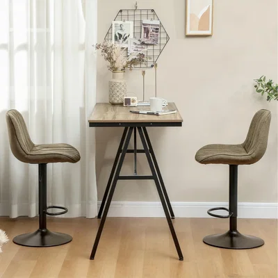 The Range HOMCOM Bar Stools Set of 2 with Adjustable Height  - Brown