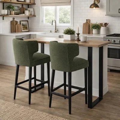 The Range Avia Moss Green Barstool Modern Tactile Seating for Retail - Olive