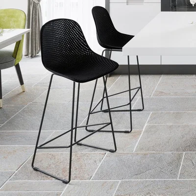 The Range Ashwin Bar Stool - Set of 2 - Black