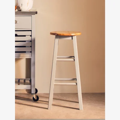 The Range Chester Natural and Grey Wood Bar or Kitchen Stool - Grey