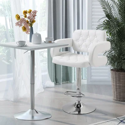 The Range Height Adjustable Barstool with U shape Armrest - White