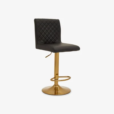 The Range Baina Black And Gold Bar Stool With Round Base - Black