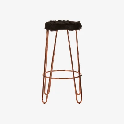 The Range District Faux Fur Hairpin Bar Stool - Black