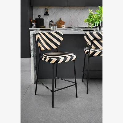 Rockett St George Set Of 2 Bar Stools in Stripe Velvet
