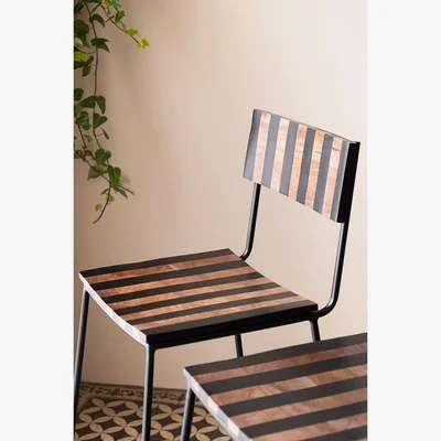 Rockett St George Black Stripe Wooden Bar Stool