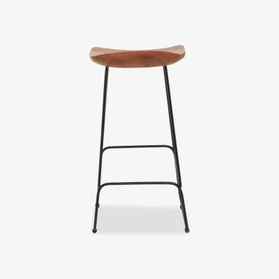 The Range Nandri Acacia Wood and Black Frame Bar Stool - Natural