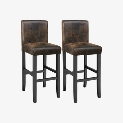 The Range 2 Breakfast Bar Stools Made Of Artificial Leather - Antique Brown / 9.84kg