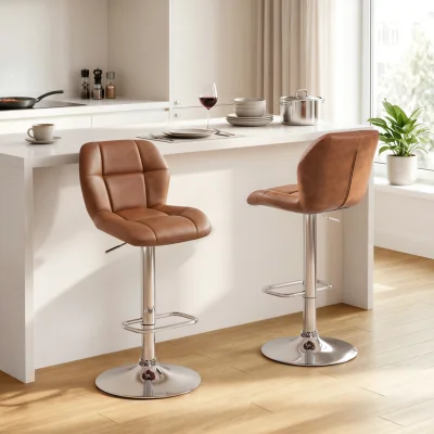 The Range Yaheetech Adjustable-Height Swivel Bar Stools - Retro Brown
