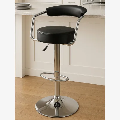 The Range Scala Black Leather Effect Bar Chair - Black
