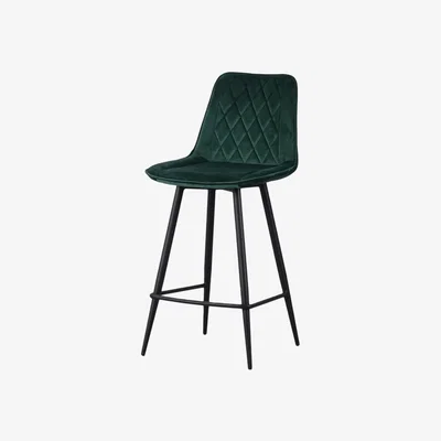 The Range Pesaro Velvet Upholstered Kitchen Breakfast Bar Chair Silver Legs - Green