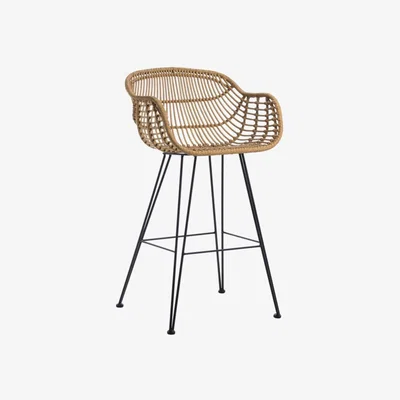 The Range Pair of Rafferty Carver Wooden Barstools - Rattan