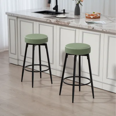The Range HOMCOM 360 Degree Swivel PU Leather Bar Stools Set of 2  - Green