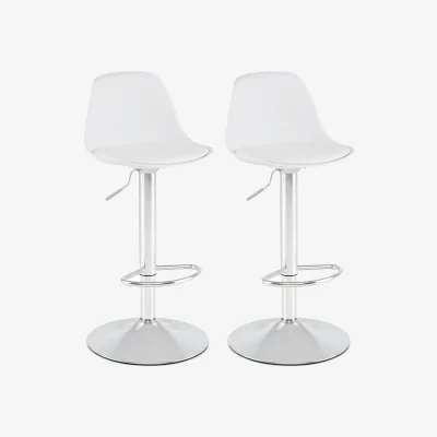 The Range Set of 2 Upholstered Counter Height Chairs - White