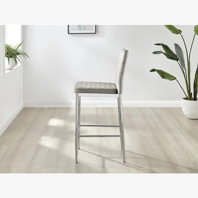 The Range 2x Modern Milan Velvet Bar Stools with Chrome Legs - Black