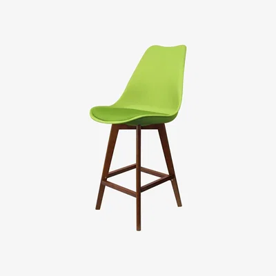 The Range Soho Bar Stool with Dark Wood Legs - Green