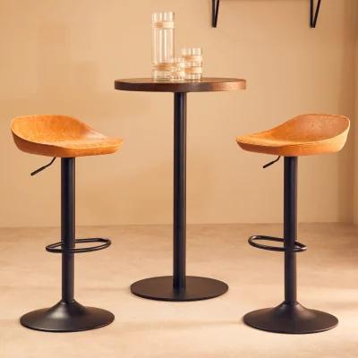 The Range Dalston Set Of Two Camel Bar Stools - Black