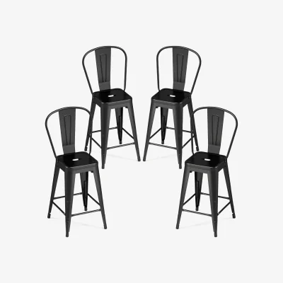 The Range Set of 4 Counter Height Barstools - Black