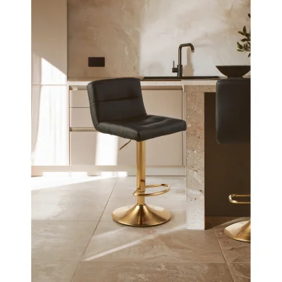 The Range Baina Black Seat Bar Stool - Gold