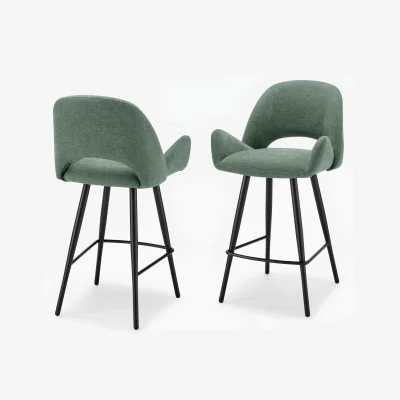 The Range 2x Layla Green Fabric Bar Chairs - Green