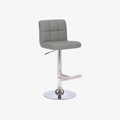 The Range Lamboro Allegro Adjustable Swivel Bar Stool, Faux Leather, Gas Lift, Chrome Base - Slate Grey