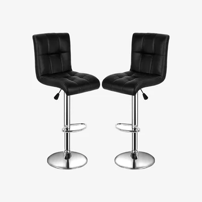 The Range Pair Of 2 Black Faux Leather Swivel Breakfast Bar Stool Chairs - Black