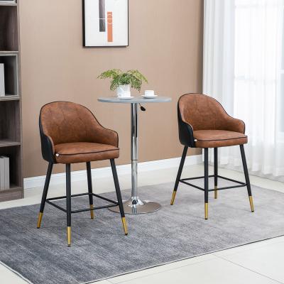 The Range Modern Bar Stools Set of 2, Upholstered Kitchen Stool - Brown