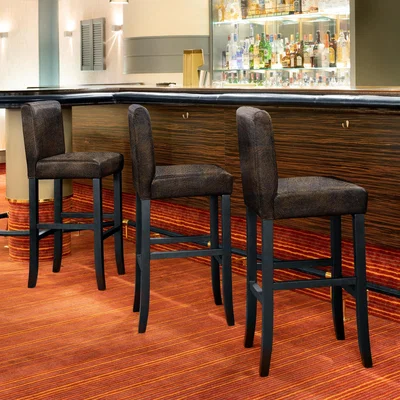 The Range 4 Breakfast Bar Stools Made Of Artificial Leather - Antique Brown / 9.84kg