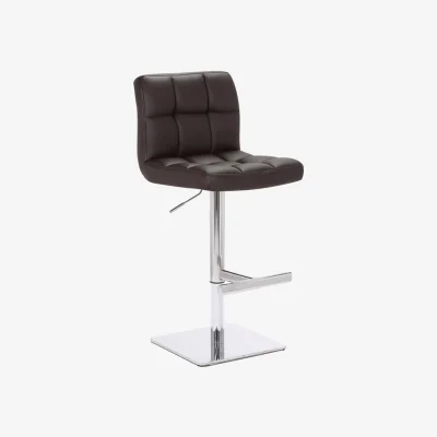 The Range Allegro Deluxe Kitchen Bar Stool, Adjustable Swivel, Chrome Footrest & Weighted Base, White - Brown
