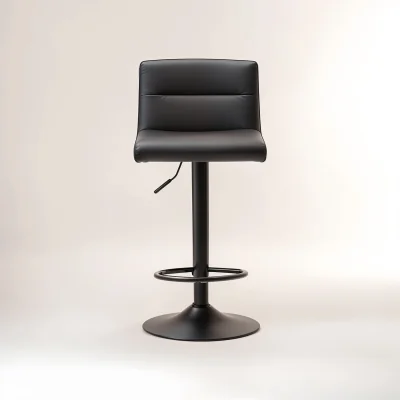 The Range Baina Black Leather Effect Bar Stool - Black