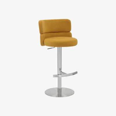 The Range Mason Brushed Velvet Steel Bar Stool - Mustard