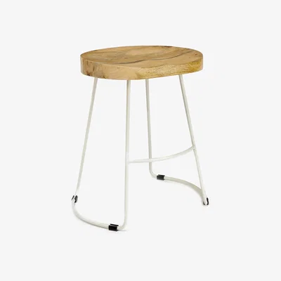 The Range Solid Wood Metal Breakfast Bar Stool - White