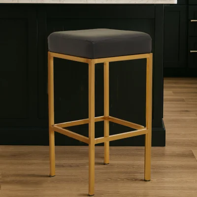 The Range Baina Black And Gold Finish Bar Stool - Black