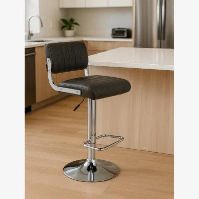 The Range Stockholm Grey Channel Design Seat Bar Stool - Grey