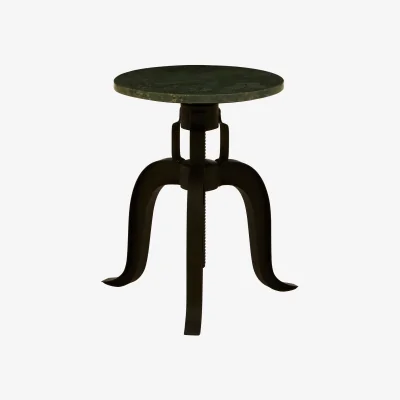 The Range Vasco 3 Leg Bar Stool With Green Marble Top - Black