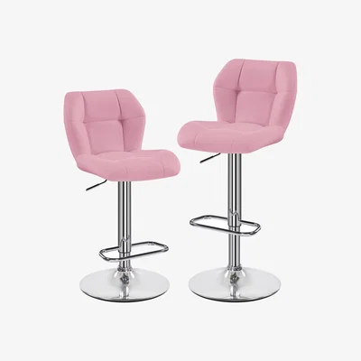 The Range Set of 2 Faux Leather Bar Stools with Backrest - Pink