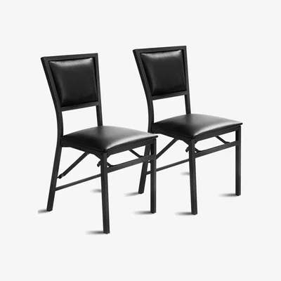 The Range Costway 2 PCS Steel Folding Chair Upholstered Counter Height Chairs - Black