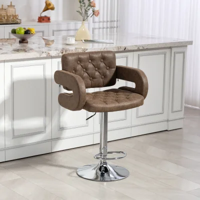 The Range Height Adjustable Barstool with U shape Armrest - Coffee