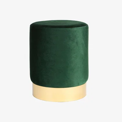 The Range Round Foam Padded Velvet Footstool - Green