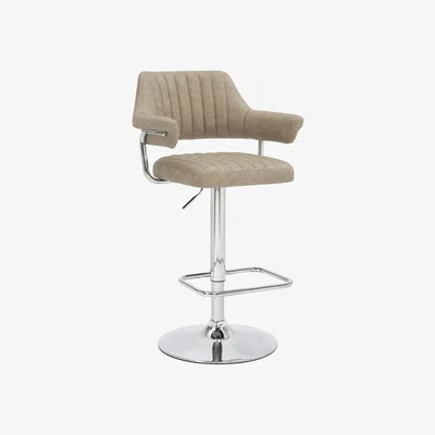The Range Pair of Cortez Leather Effect Bar Stools - Mink