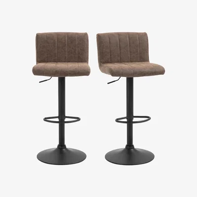 The Range Set Of 2 Adjustable Swivel Bar Stools Matte Suede - Brown
