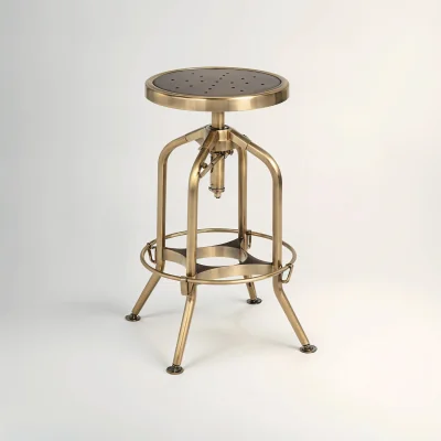 The Range Gator Brass Finish Adjustable Bar Stool - Gold