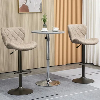 The Range Adjustable Height Swivel Bar Stools Set of 2 with Footrest - Light Grey