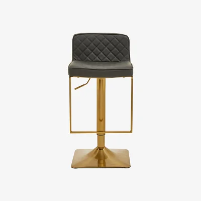 The Range Baina Dark Grey And Gold Square Base Bar Stool - Grey