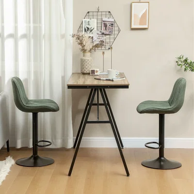 The Range HOMCOM Bar Stools Set of 2 with Adjustable Height  - Green