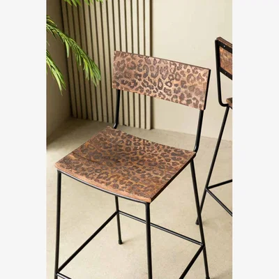 Rockett St George Natural Leopard Love Bar Stool