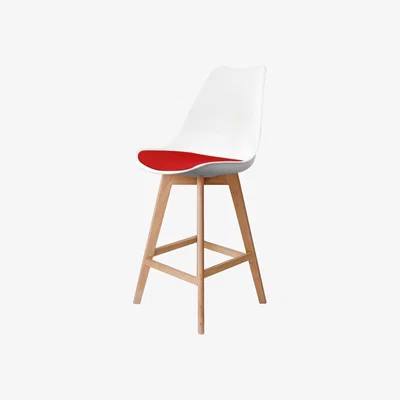 The Range Soho Bar Stool with Light Wood Legs - Red