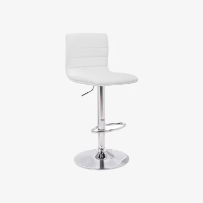 The Range Aldo Swivel Bar Stool with Adjustable Gas Lift and Chrome Base - White