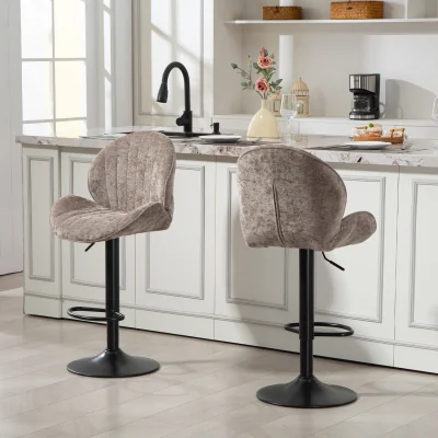 The Range HOMCOM Modern Bar Stools Set of 2, Swivel Counter Height Barstools - Brown