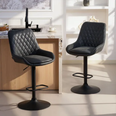 The Range HOMCOM Bar Stools Set of 2, Adjustable Bar Chairs Swivel - Black